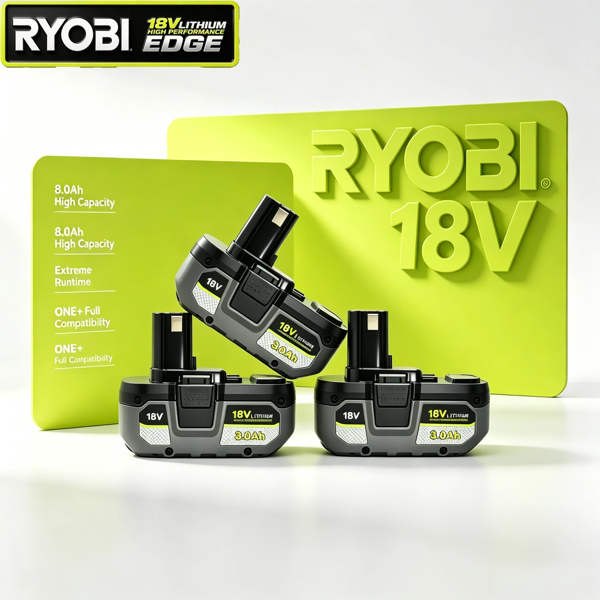 100% Original RYOBI 18V ONE+ 8.0Ah Lithium Battery Replacement for P108 P107 P102 P104 Cordless Power Tool Drill Saw Blower