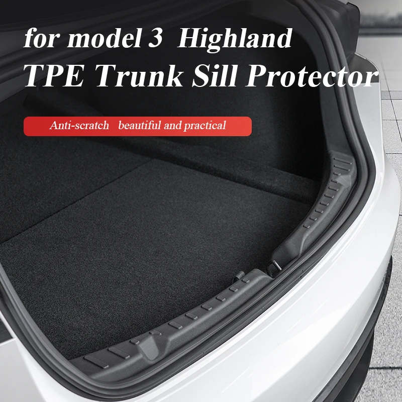 

For Tesla Model 3 Highland 2024 car trunk protector TPE Threshold Strip Anti-dirty Pad Prevent Scratching Accessories