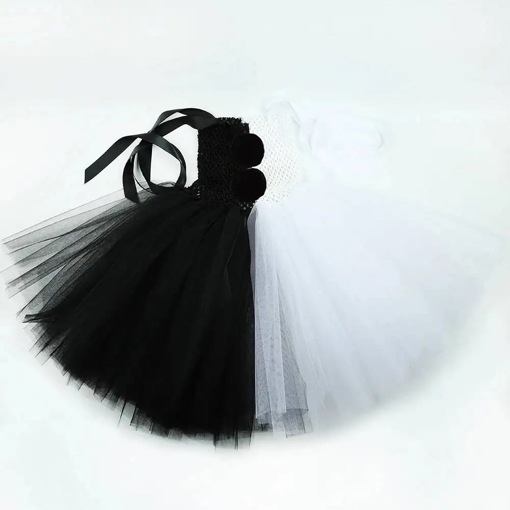 Weiß schwarz terrifier clown kostüme für mädchen gruselig halloween tutu kleid für kinder joker ausgefallene outfit kinder horror kleidung – Detail 21