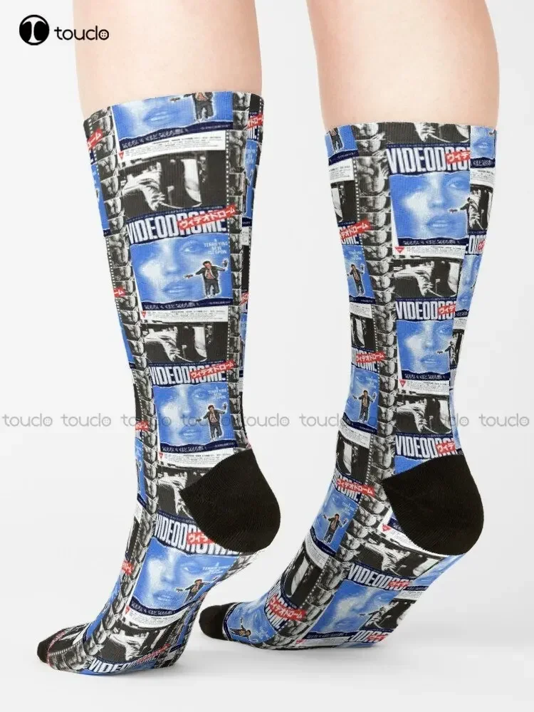 Videodrome Poster Socks Mens Socks Personalized Custom Unisex Adult Teen Youth Socks Street Skateboard Socks Custom Gift Funny