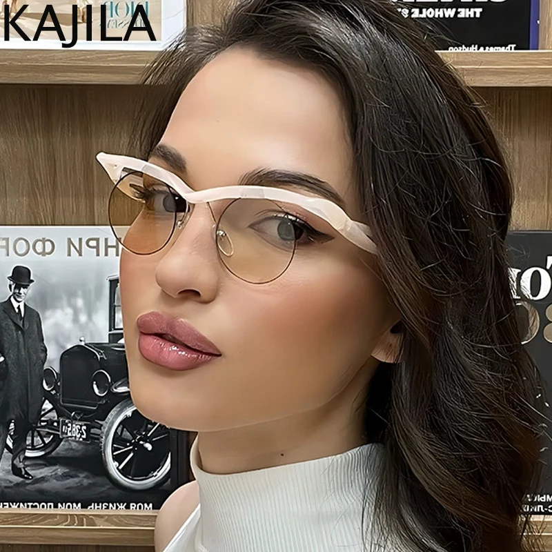 Small Frame Round Punk Sunglasses Women Men 2025 Luxury Brand Vintage Rimless Sun Glasses For Ladies Shades UV400 Protection