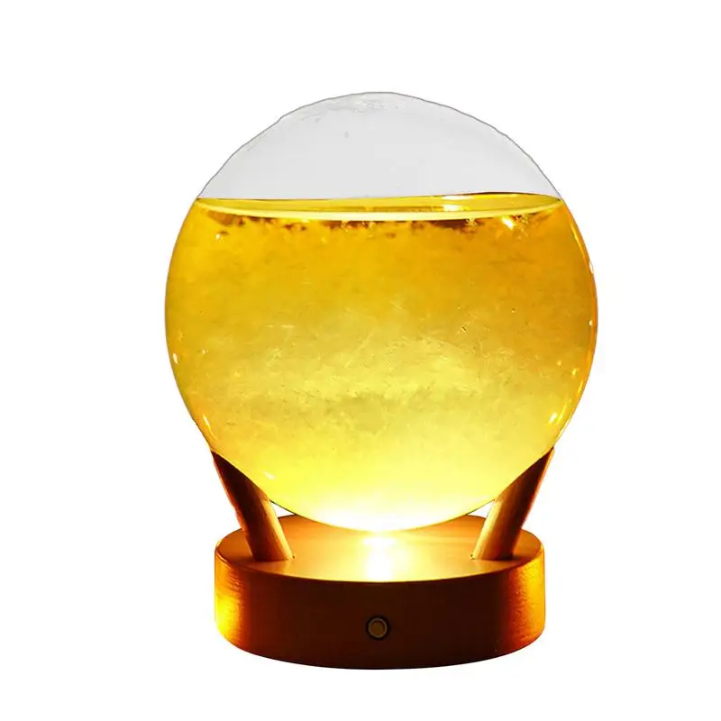 Glass Weather Station Crystal Ball Light Up Weather Forecaster Barometer Droplet Storm Drop-Shaped Storm Glass Bottle Home Decor