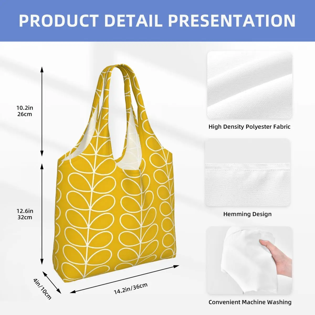 Custom Multistem Orla Kiely Shopping Bag Women Shoulder Canvas Tote Bag Portable Scandinavian Flower Groceries Shopper Bags