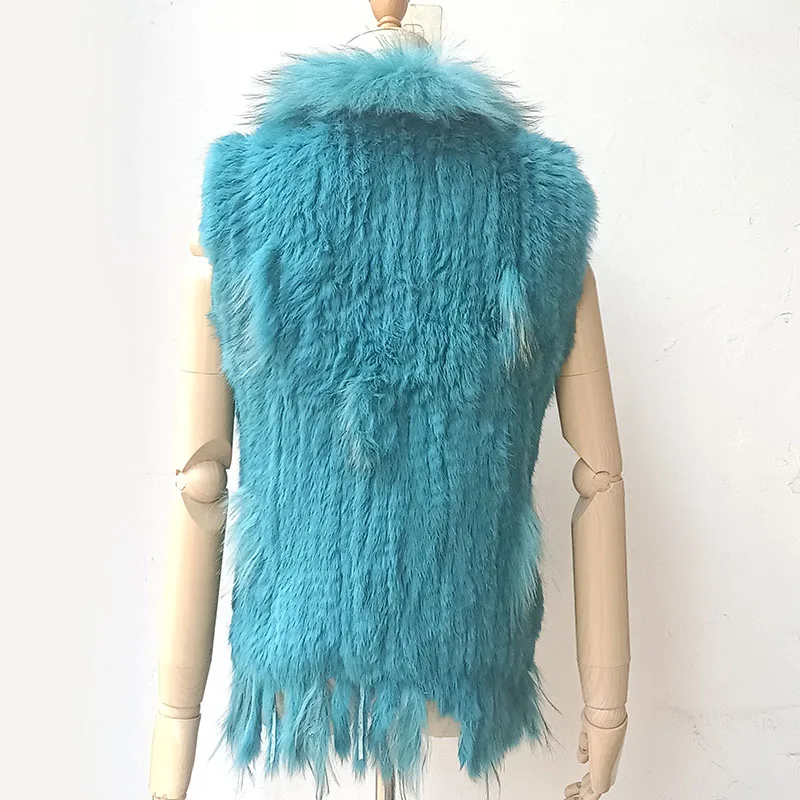 HSPL Sleeveless Women Fashion Fur Vest Knit Waistcoat For Lady For 2018 Spring Real Rabbit Fur Female Vests Black  Waistcoat