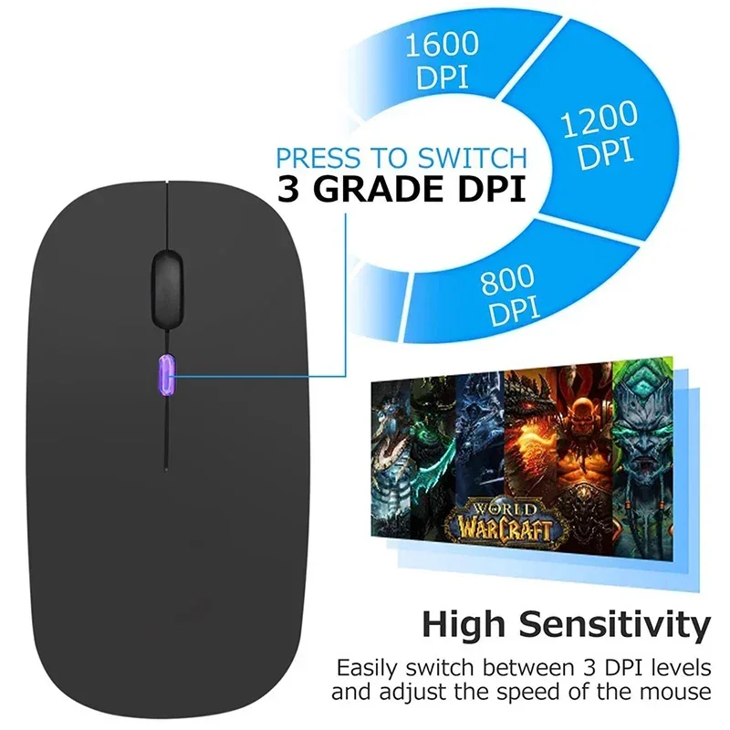 【Fast Delivery】Wireless Bluetooth Mouse Rechargeable 2.4G Dual Mode Silent Ultra Thin Silent Mice For Laptop Pc Gaming Mouse