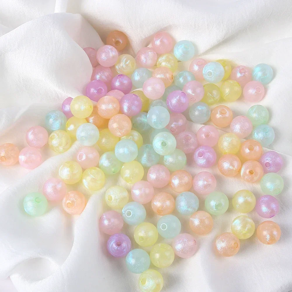 6-14mm Mermaid Color  Acrylic Beads Round Loose Spacer Beads for Jewelry Making Diy Handmade Bracelet Necklace Accessories