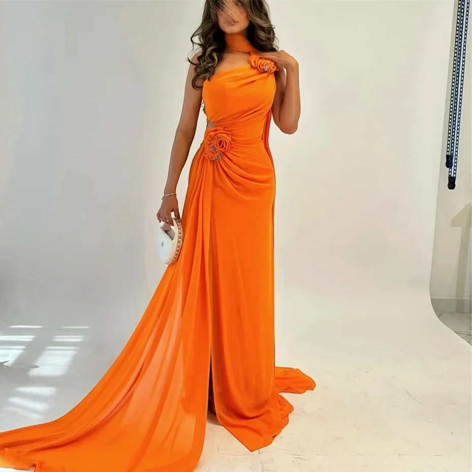 

Prom Dress فساتين للحفلات الراقصة One Shoulder Chiffon 3d Flower Formal Occasion Evening Gown Ramada