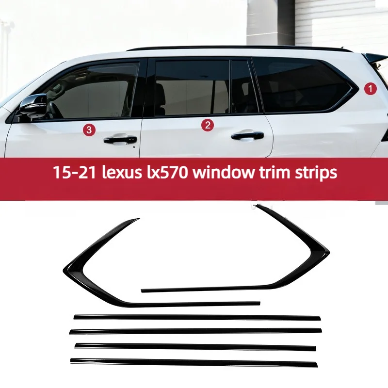 Suitable For 2015-2021 Lexus Lx570 Window Trim Modification Black Door Frame Chrome Decorative Protective Accessories