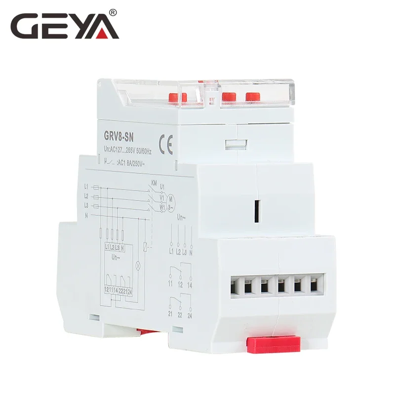 GEYA GRV8-S LCD Digital Display Voltage Relay 8A 2SPDT Monitoring Phase Sequence Relay 2CO