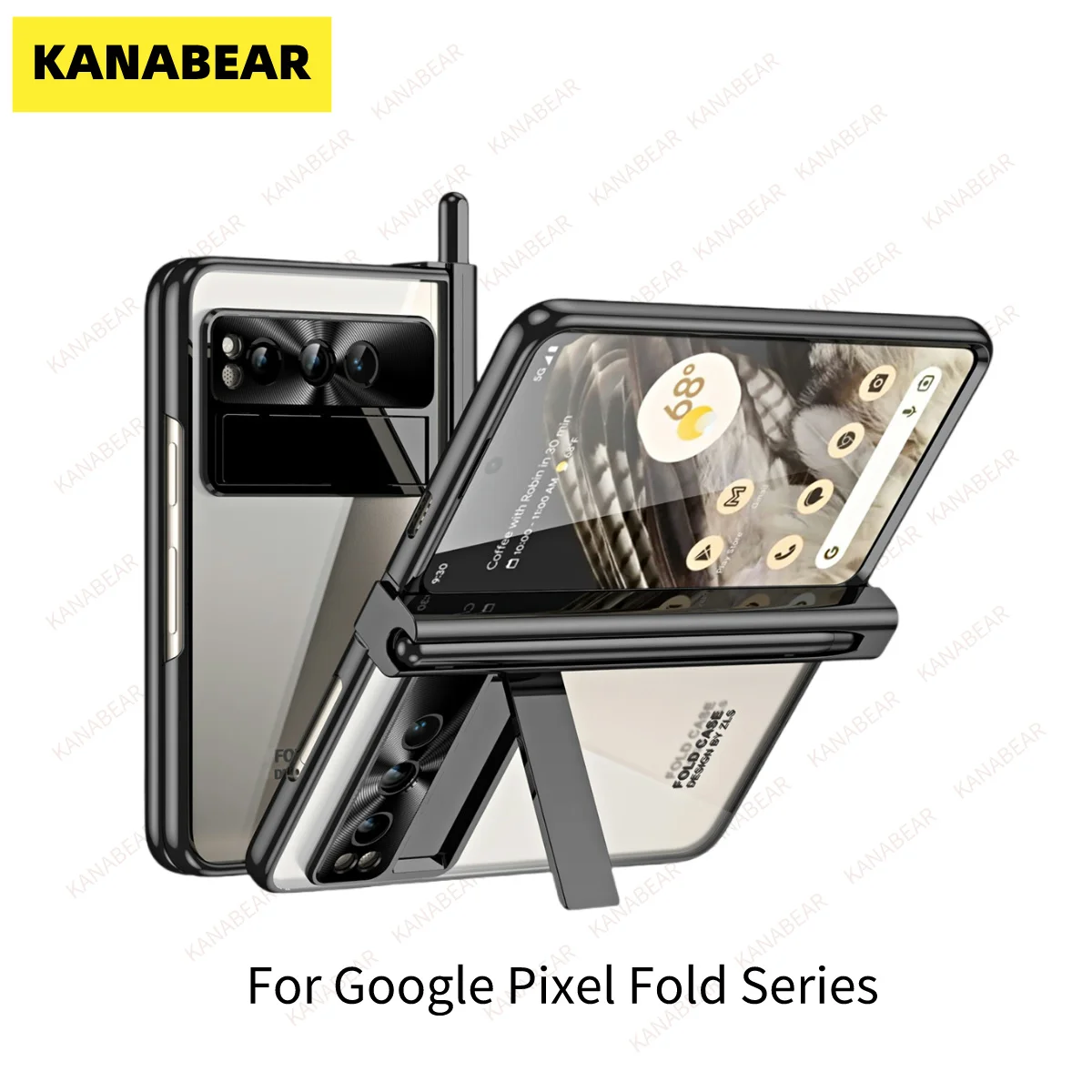 

KANABEAR, подходит для Google Pixel Fold, Google Pixel Fold, гальванизированный прозрачный слот для ручки, защита от падения