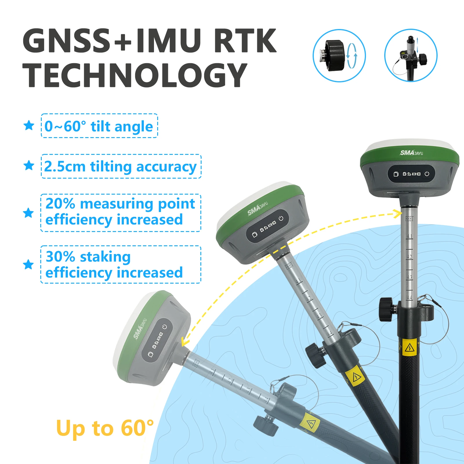 SMAJAYU Surveying equipment SMA26  Rover and collector RTK GPS Gnss Receiver System(Excluding Pole)