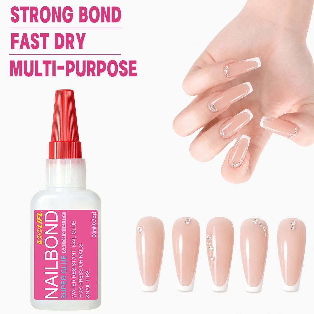 Nail Glue, Removable Quick-Dry Strong Adhesive, Long-Lasting Waterproof Glue for Fake Nail Tips, Adhesive for Wearing Nail Tips, Traceless Transparent Nail Salon Glue, Home DIY Nail Tools, Strong Adhesive for Nail Tips
