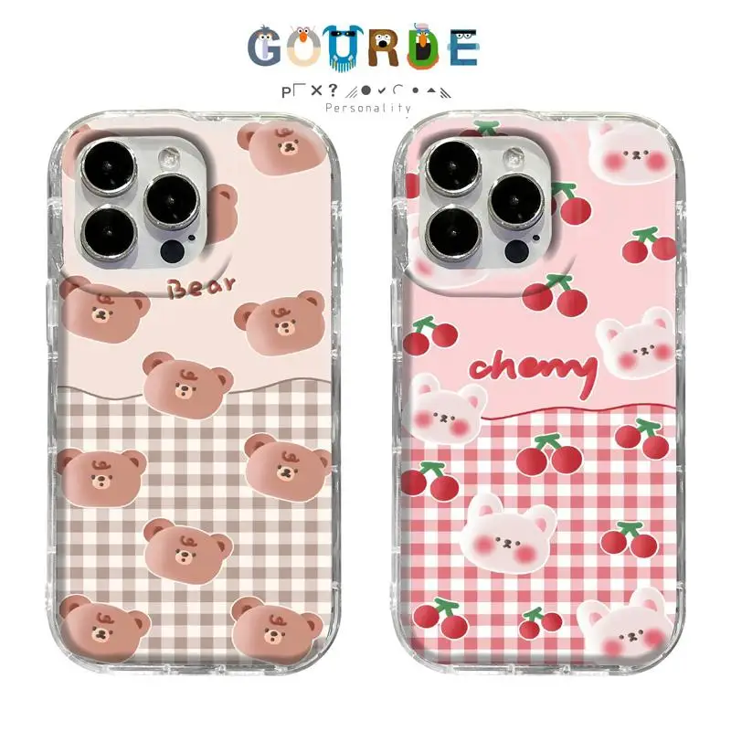 Gourde Coquette Cute Casing Cartoon Bear Pattern Phone Case for Iphone 15 14 12 13 11 Pro Max IP 7 8 Plus Iphon X XS XR Xs Max