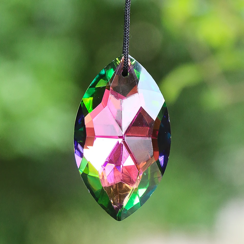 50mm Horse Eye Crystal Prism Pendant Chandelier Parts Precision Faceted Glass Hanging Crystals Suncatcher Rainbow Reflective