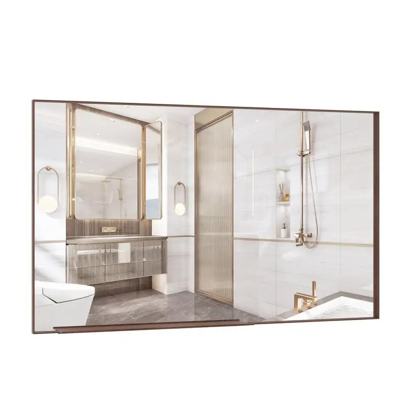 60x36 Oversized Modern Rectangle Bathroom Mirror with Walnut Frame - Large Decorative Wall Mirror for Bathroom, Living Room, or