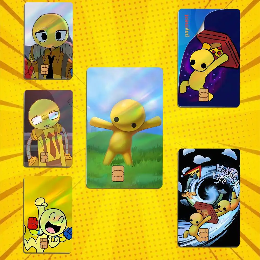 Yellow Wobbly Player Wobbly Life Card Skin Stickers For Bank Card Bus Metro Card Sticker Holographic Laser Credit Debit Stickers