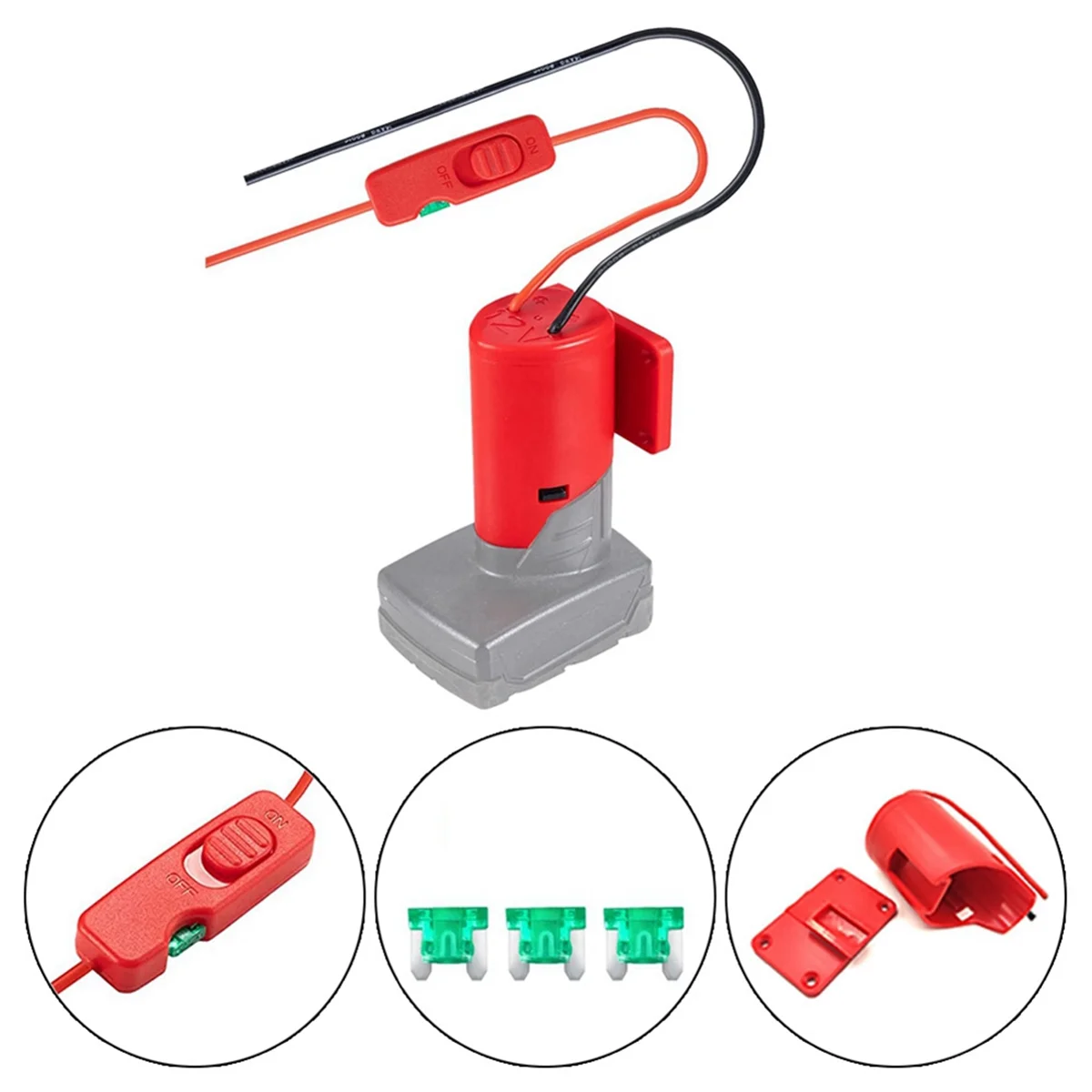 Battery Adapter for Milwaukee 12V with Switch Fuses & Wire Terminals Battery Adapter Power Tool Battery Converter Kit