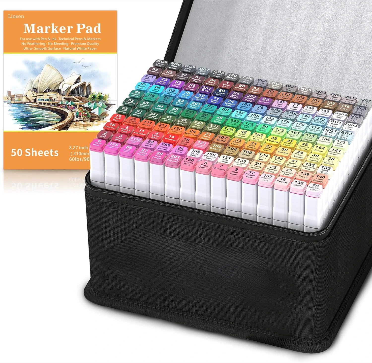 172 Colors Alcohol Based Dual Tip Art Markers, 171+1 Blender Permanent Marker Pens 1 Marker Pad 1 Case Perfect for Kids Adult