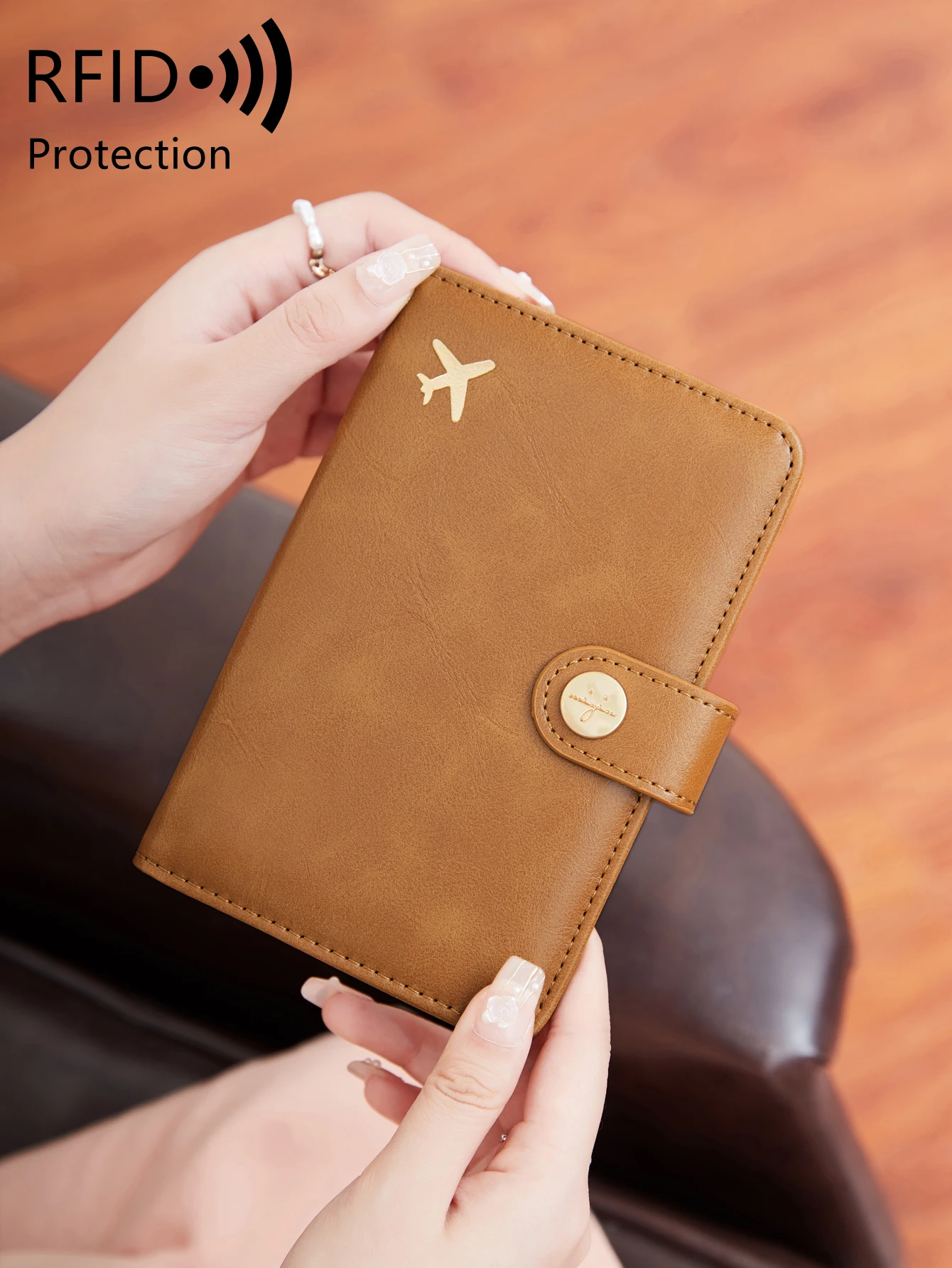 Minimalist and fashionable RFID passport clip multifunctional PU leather wallet case ID card credit card holder travel accessory