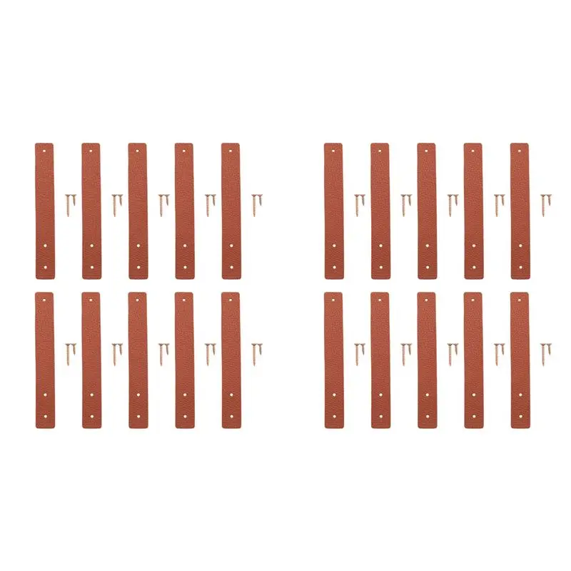 

20Pcs Wall Hooks,PU Leather Curtain Rod Holder, Leather Straps For Hanging Bracket DIY Home Storage Hook Wall Boho Brown-AT64