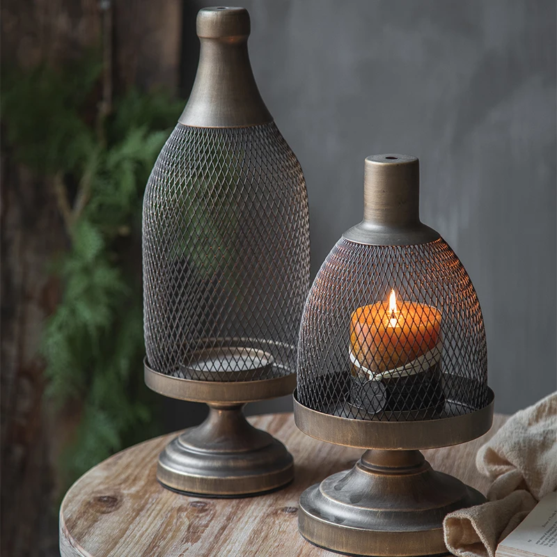 

European household atmosphere decoration ornament wrought iron wax desktop retro dinner props candlestick romantic candlelight