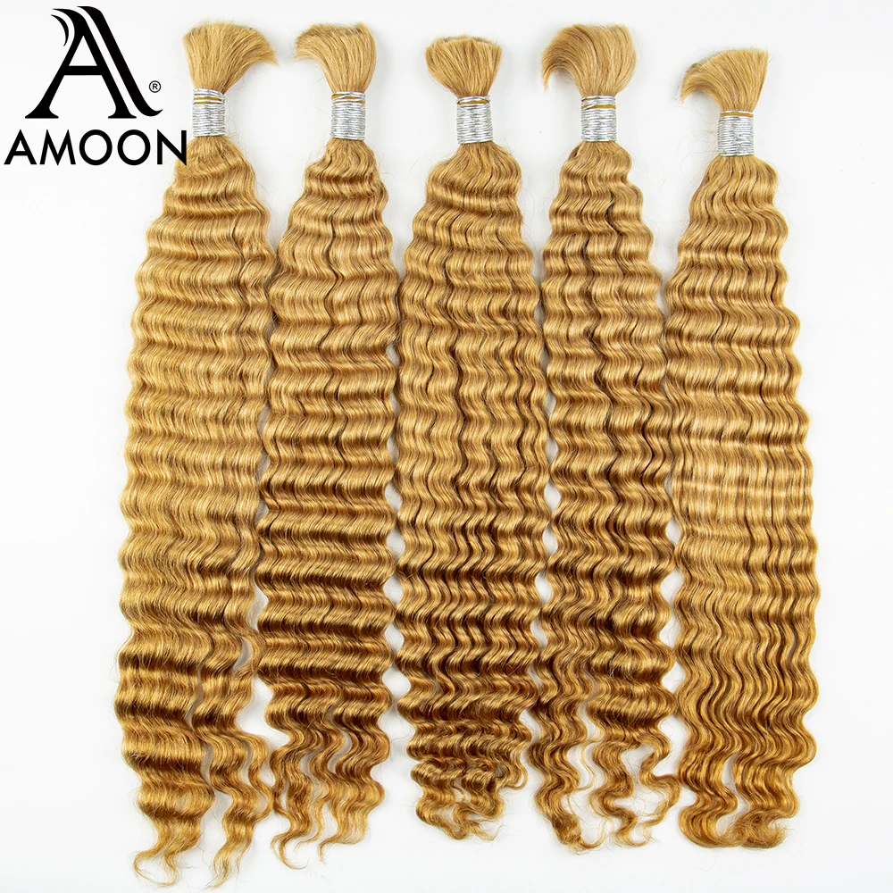 Amoon Curly  B​oho Braids Human Hair Deep Water Wave Bulk Hair Colored No Weft Extension for Braiding