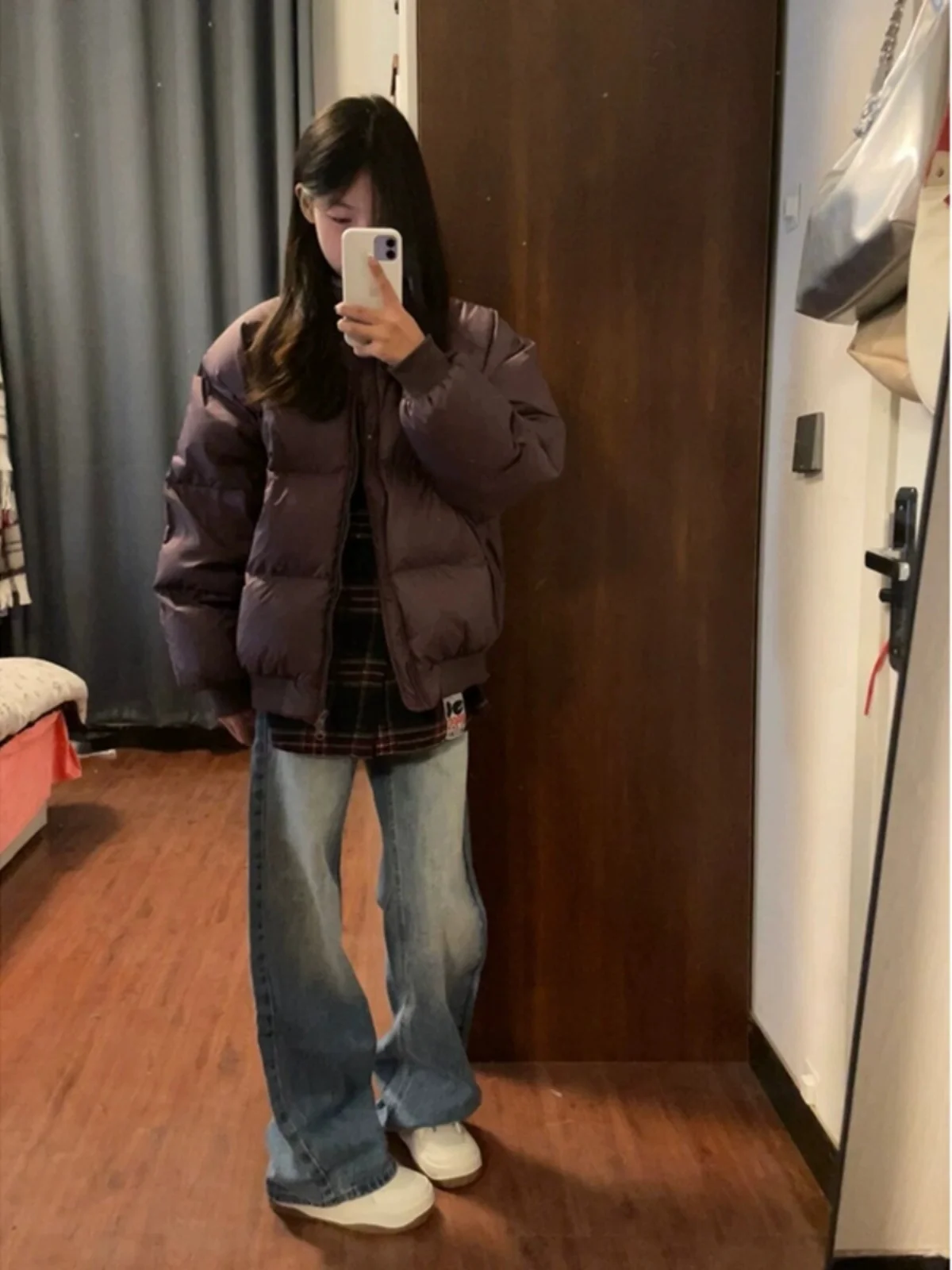 

Retro American Waed Straight Leg Men's Jeans Autumn Winter High Street Vibe Dra Micro Flared Pants Floor-Length Wide Le...