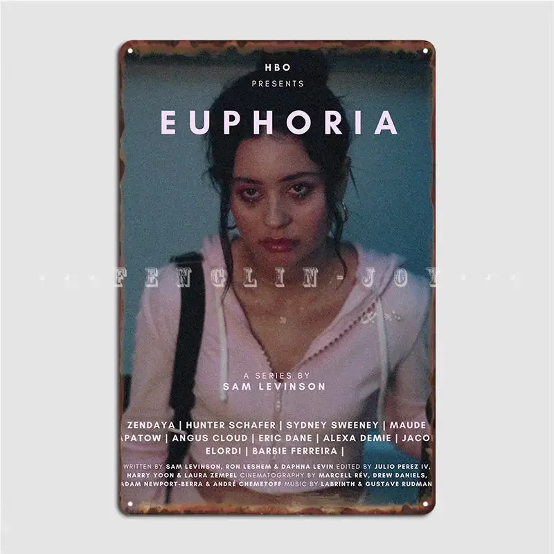 Euphoria-Affiche de la série télévisée Alexa Demie, panneau en métal, design, diversification, décoration murale de pub, cinéma, garage, 18 panneaux