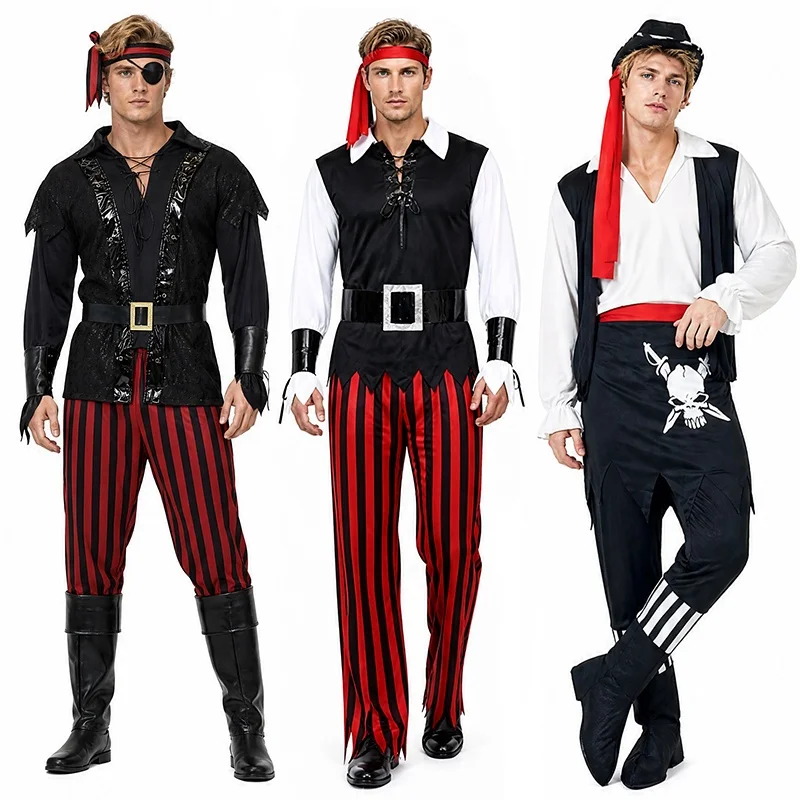 Piraten der Karibik Cosplay-Kostüm Kapitän Jack Sparrow Kostüm Halloween-Party-Auftritt Herrenanzug