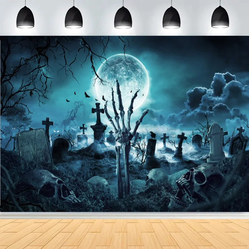 가을 추수감사절 사진 배경 가을 무서운 호박 헛간 달 할로윈 파티 성 사진 배경 NG-31