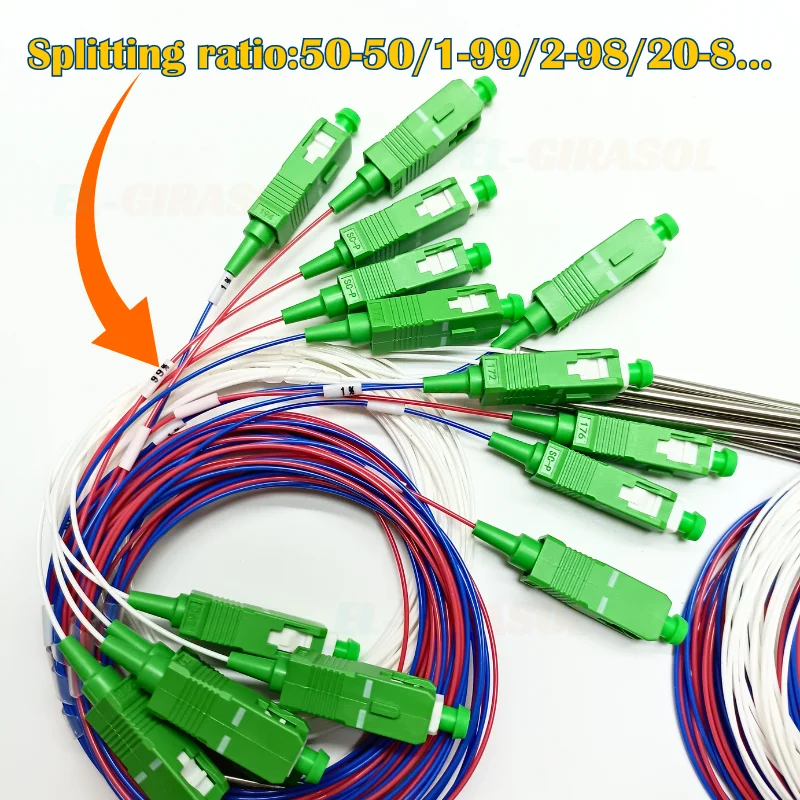 10Pcs/Lot  Fiber Optic FBT With Connector  SC/APC 1X2 0.9mm SC APC Ulanced Coupler Single Mode Optional Ratio Splitter