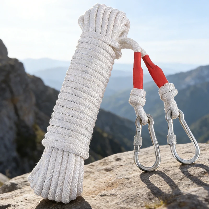 20M Clothesline Home Hanging String White Clothes Drying Ropes with Steel Wire Core Windproof Clothes Drying Rope for Outdoor
