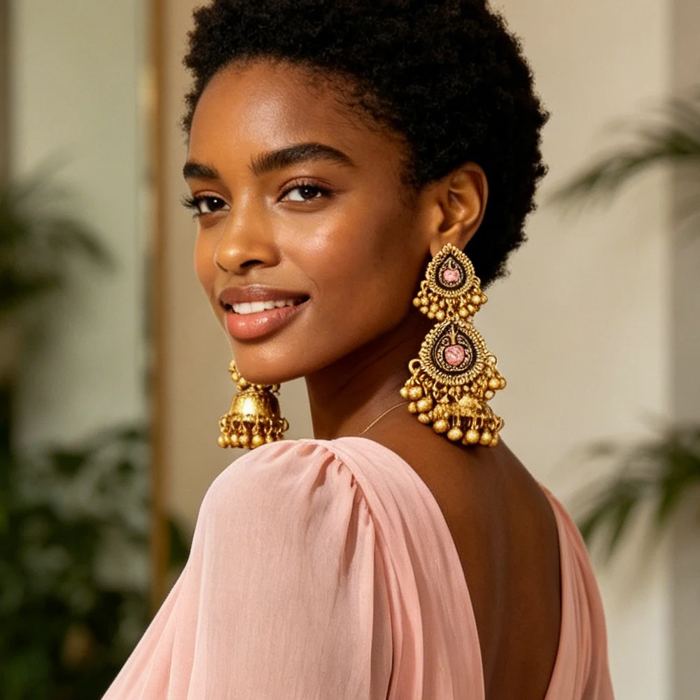 

Ethnic Statement Jhumka Jhumki Indian Bell Tassel Earrings Luxury Bohemian Dangle Earrings Fashion Women Jewelry Earrings Gifts