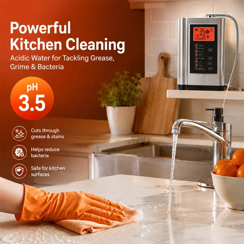 Alkaline Water Ionizer Machine, Titanium Platinum Plates Hydrogen Generator, pH 4.5-10.5 Electric Home Purifier Filter