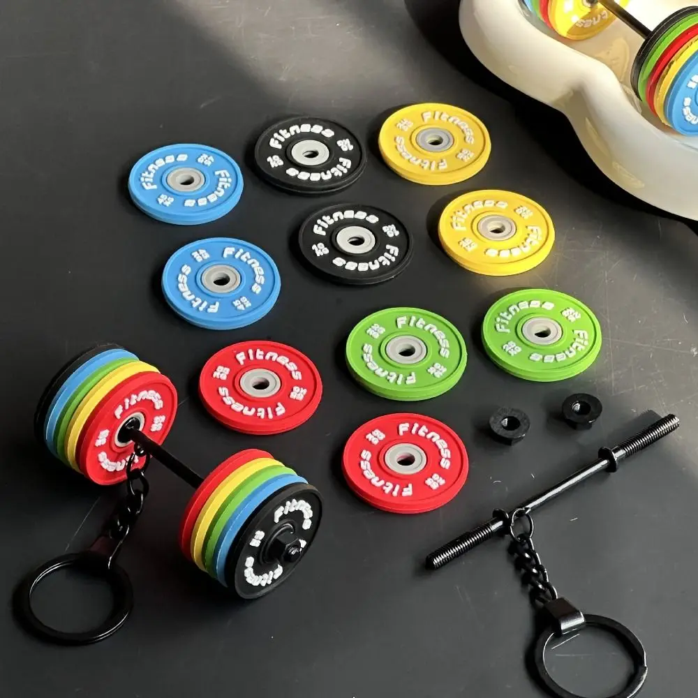 Unique PVC Mini Barbell Keychain Barbell Sheet Exquisite Dumbbell Keychain Fitness Equipment Detachable Gym Feedback Gift Boy