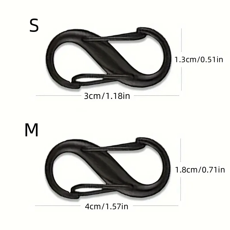 10 قطعة S على شكل حلقة تسلق معدنية مزدوجة السنانير حلقة تسلق المفاتيح مقاطع الربيع الصغيرة للتخييم الصيد السفر #2
