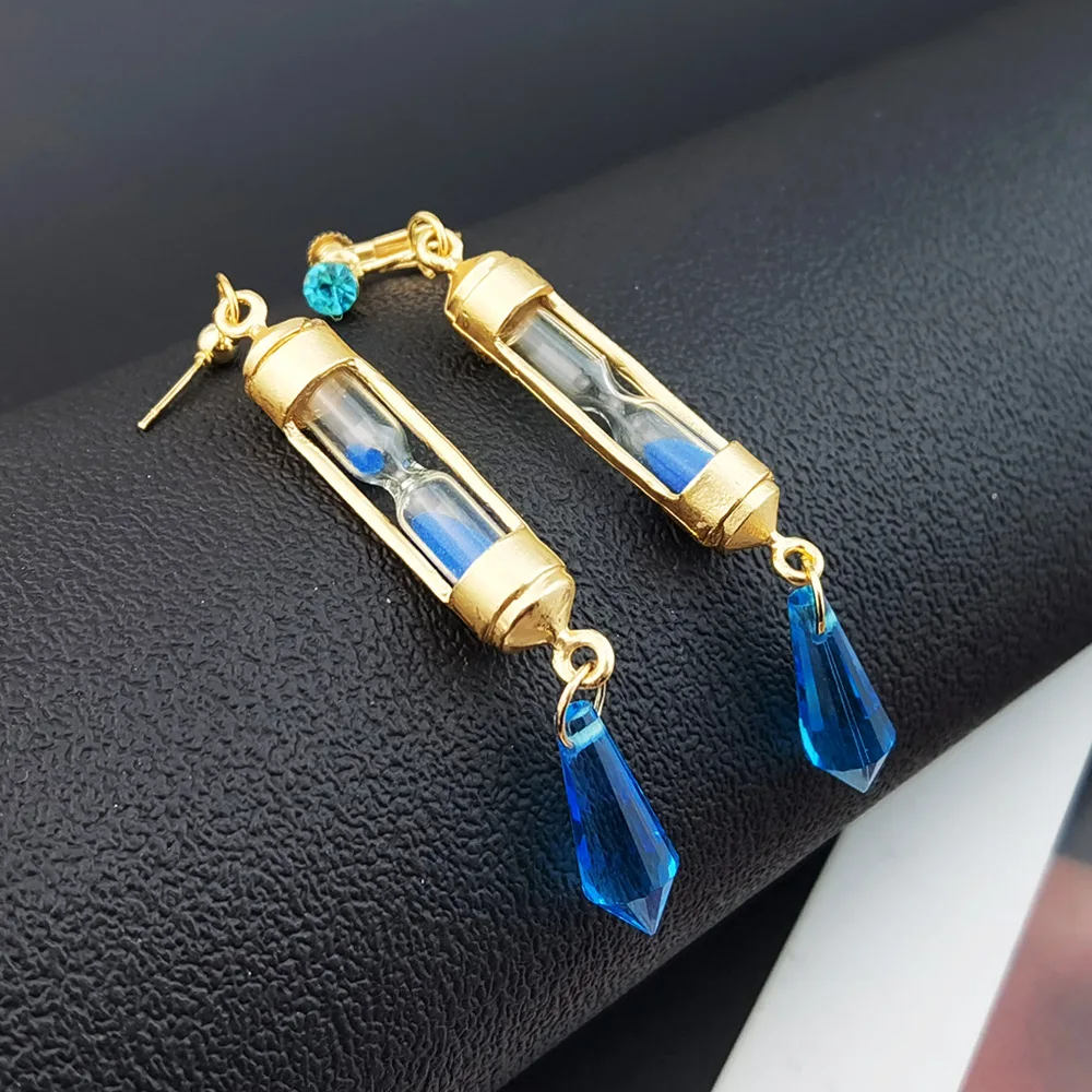 Anime Vanitas Earrings The Case Study of Vanitas Cosplay Prop Earring Ear Clips Hourglass Pendant Souvenir Accessories Wholesale