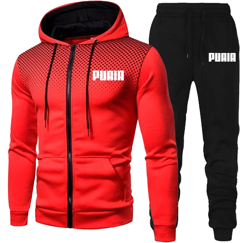 Sweat-shirt tacheté imbibé pour hommes, ensembles de survêtement d\'hiver, pantalons de sport deux pièces, vêtements de mode, nouveau