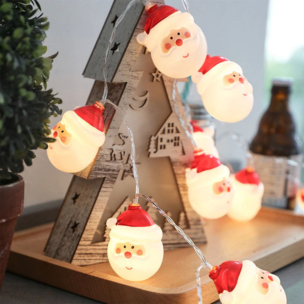 10 LED Christmas String Lights Snowman Pattern Xmas Tree with Adapter Holiday Decorations Home Patio Yard Accessories