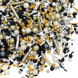 Sprinkles | Gold and silver sprinkles | New year sprinkles | Glamour sprinkles | Sprinkle mix | White and Black Sprinkles Pearl