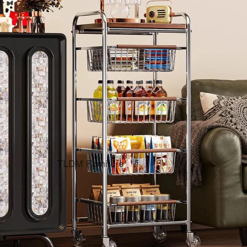 

Narrow Carts for Snack Storage, Home Kitchen Shelves, Living Room, Mobile Floor Multi-layer Storage Shelves Showcase Furniture