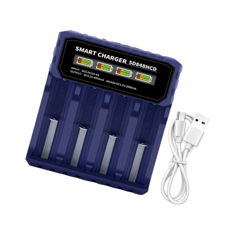 Multi Compatible 4 Bay Charging Station For 21700 26650 32650 Intelligent Current Control Reverse Insertion Protections 77JC