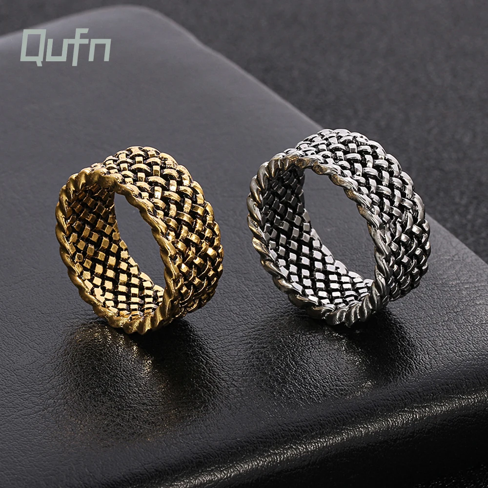 Vintage Punk Braided Twist Rings Creative Infinite Interweaving Male Rock Ring Ancient Golden Party Jewelry Gift For Friends