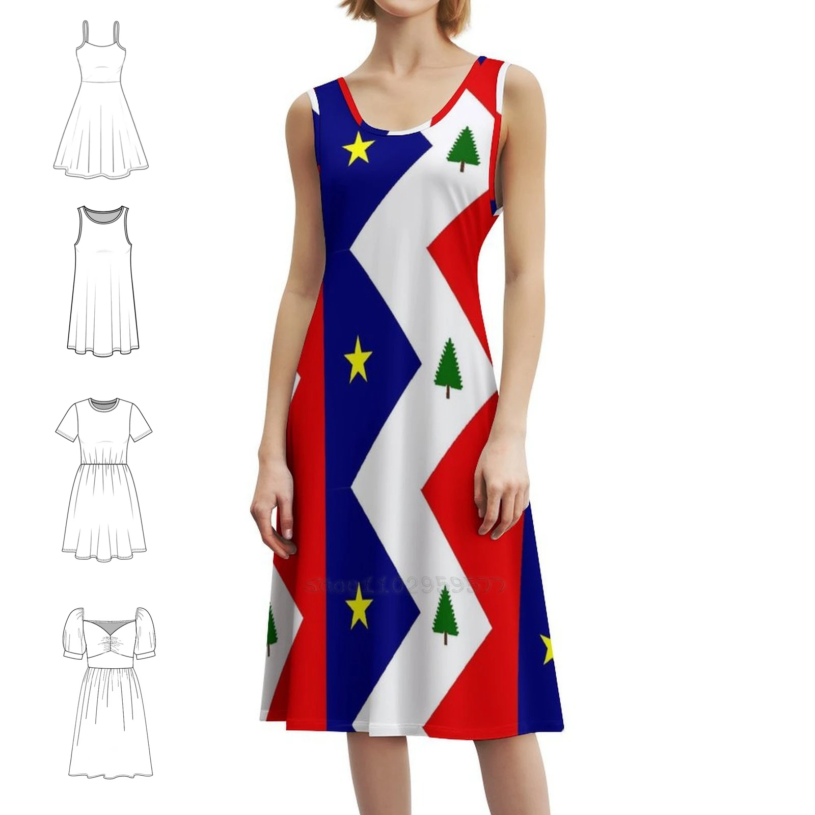 Bandeira da nova inglaterra acadians estilo coreano vestido casual para mulheres simples diário senhora do escritório vestidos nova inglaterra nova inglaterra