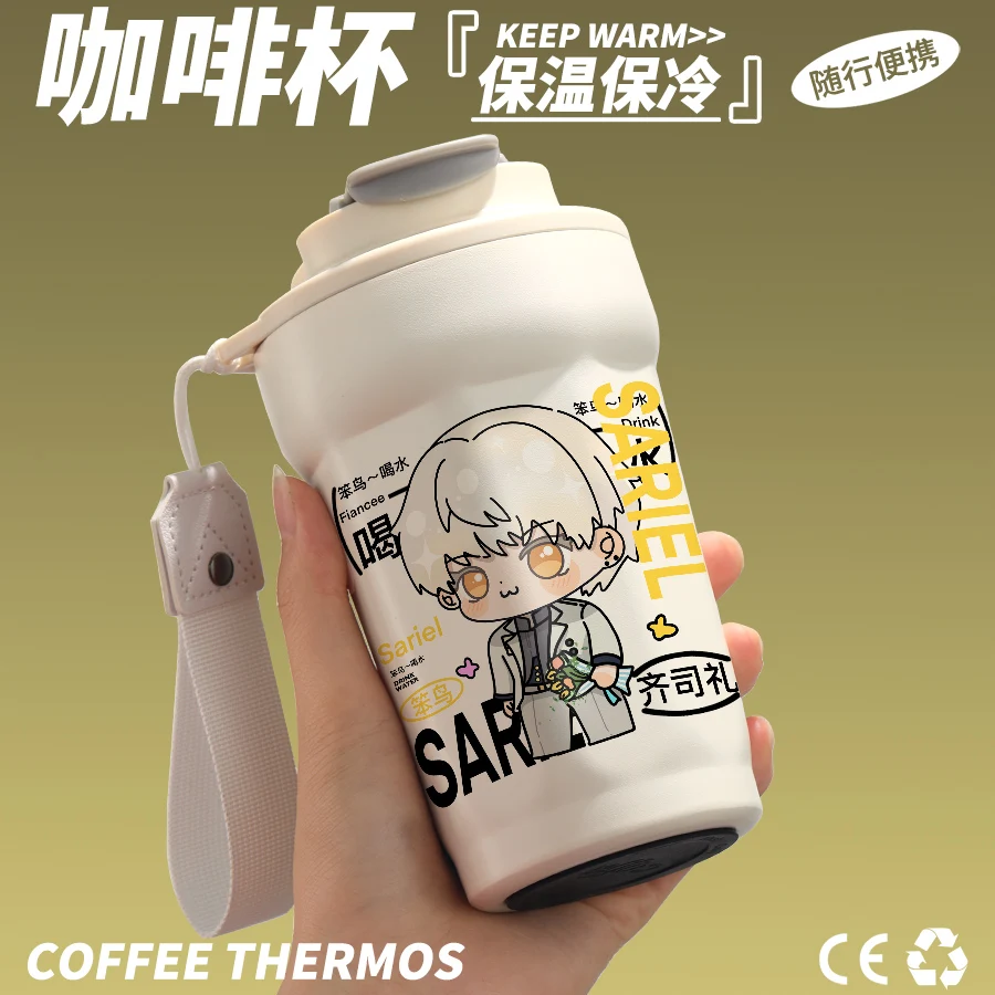 Taza de café portátil de Anime Sariel Light and Night Cosplay, termo de preservación del calor de vidrio de agua de dibujos animados, regalo de cumpleaños de Navidad