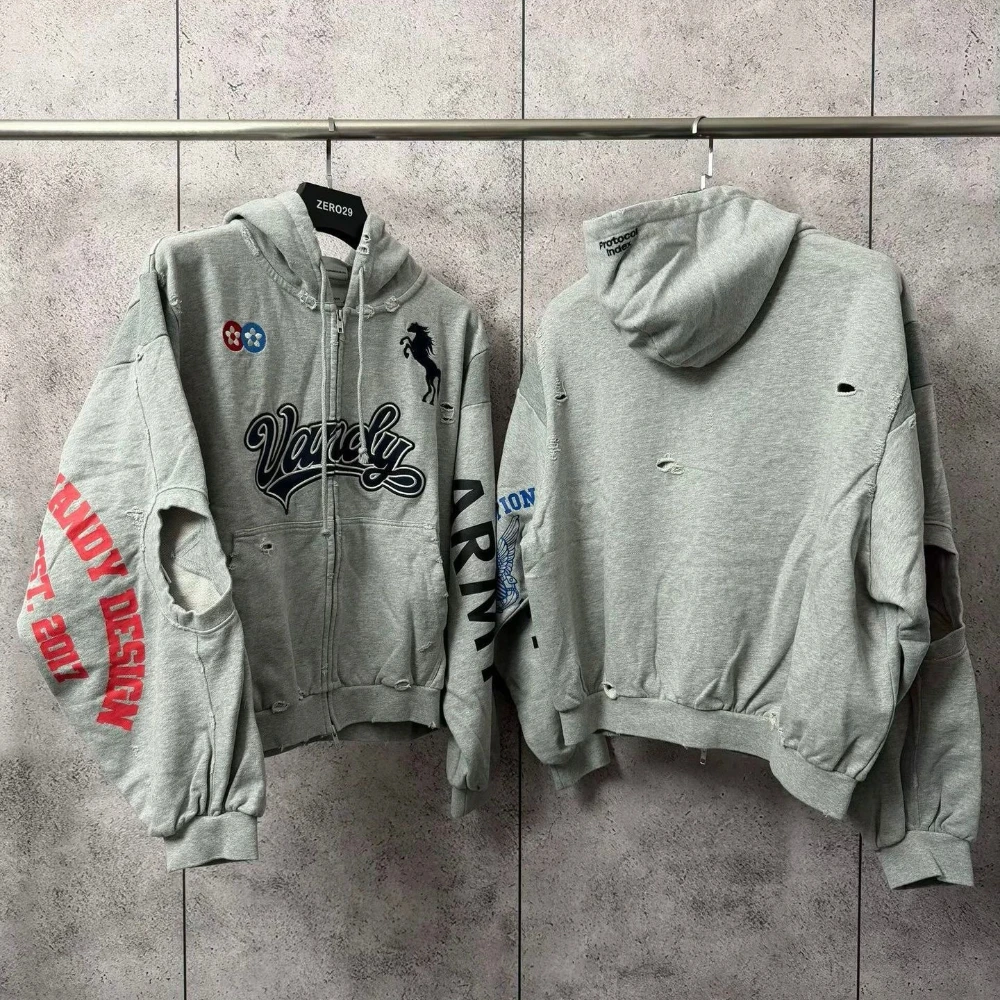 Protocol Index Grailz Limited Edition Vintage Patchwork Battle Spurs Embroidered Zip-Up Hoodie  PROJECT G/R