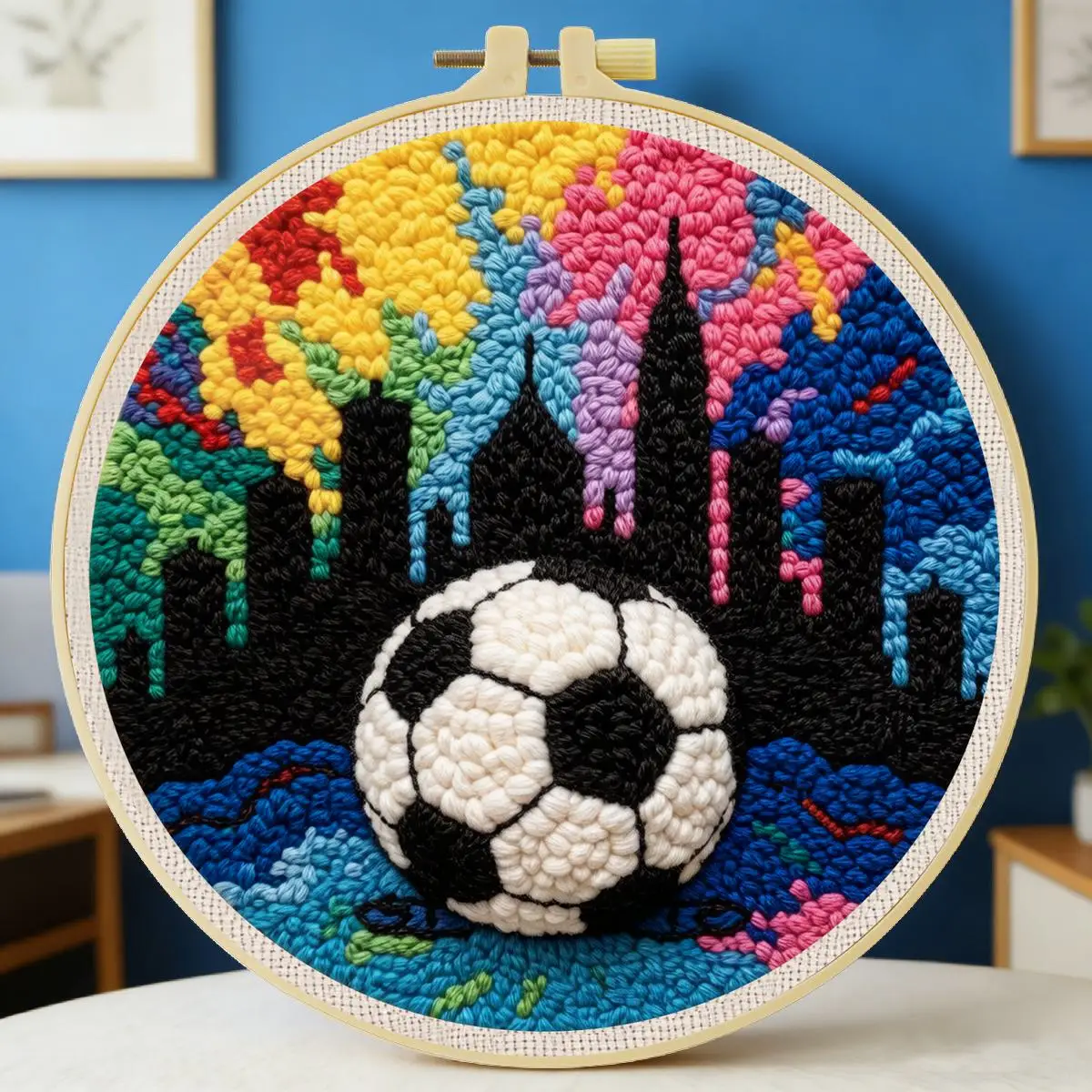 20X20CM/7,87 Zoll Urban Football Punch-Nadel-Stickset, Stickerei, gestrickte Stickerei, DIY handgemachtes Geschenk – Detail 3