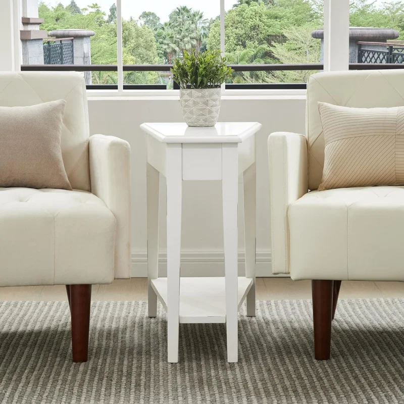 (UUX) Home Haven Ridge cuña final, mesa auxiliar cónica, blanco granja, 214395 UQ