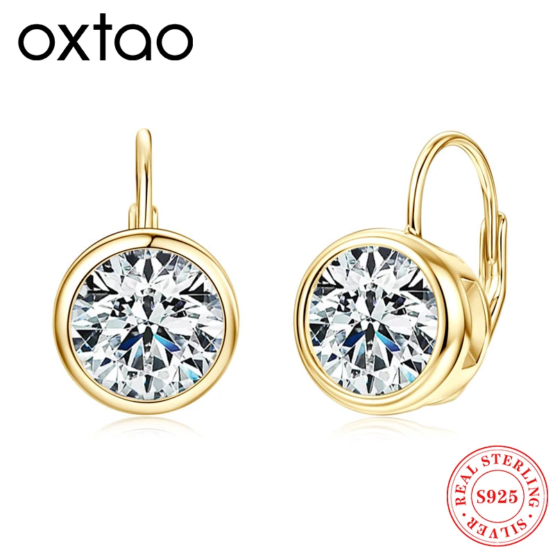

OXTAO Women's 6.5mm 8mm D Color Moissanite Clip Earrings Sparkling Diamond Piercing Earrings 925 Silver Luxury Wedding Jewelry