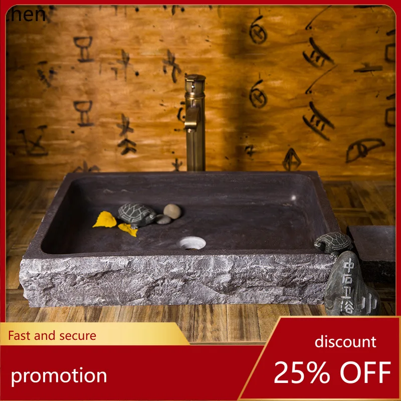 

Hxl outdoor countertop basin retro sink wash basin courtyard natural marble pool